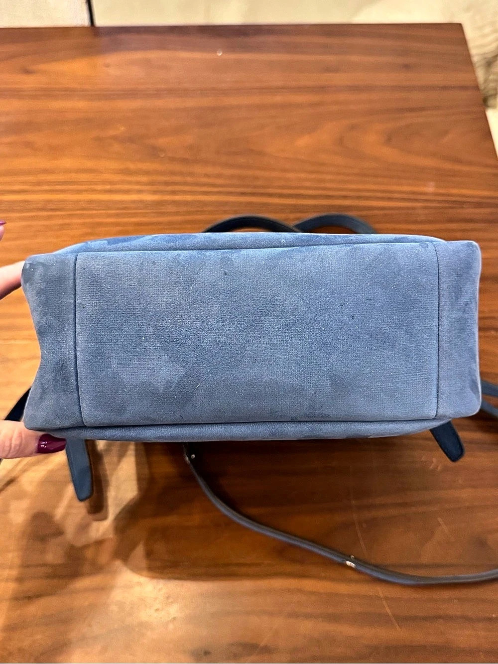 Tory Burch Romy Mini Blue Nubuck Leather Bucket Bag Crossbody - Picture 12 of 15